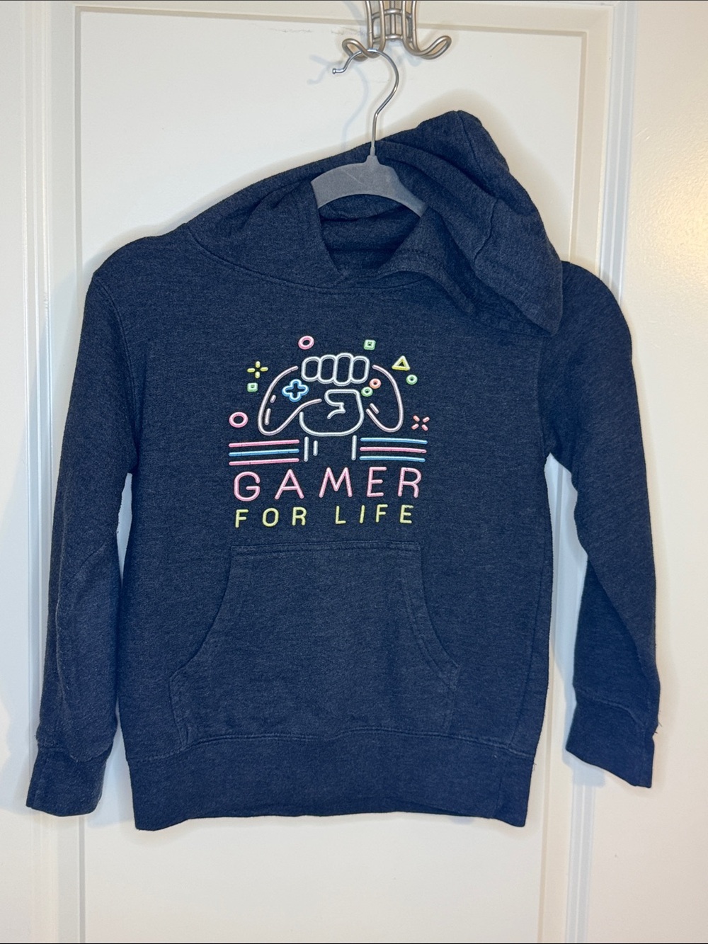 Kids 'Gamer For Life' Dark Grey Hoodie Sweatshirt